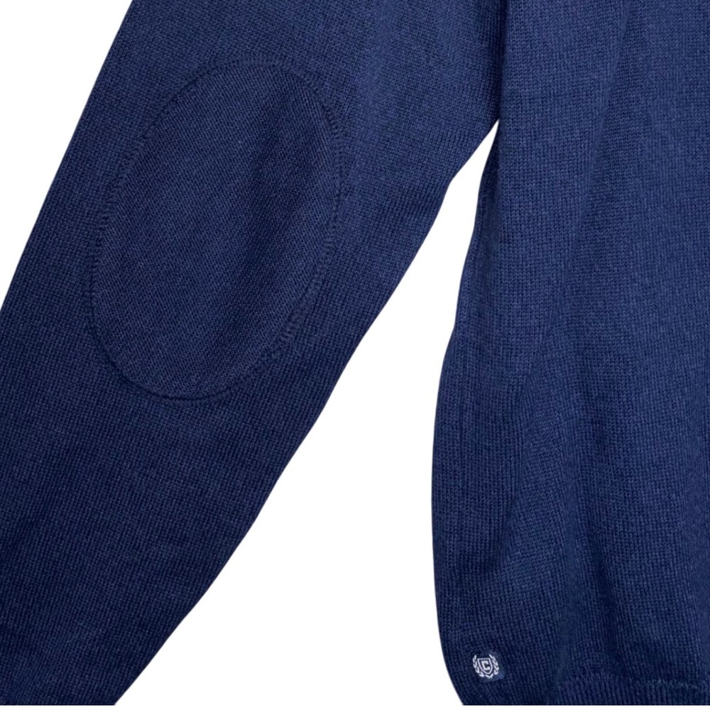 Chaps Mens Navy V-Neck Front Button Cardigan Sweater XLarge Elbow Patches - Picture 5 of 5